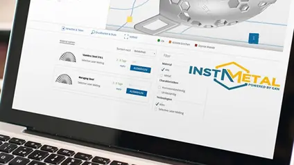 Laptop using a special programme to make metal parts