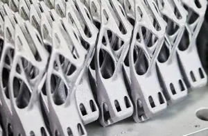 Zoomed in image of metal parts stacked together